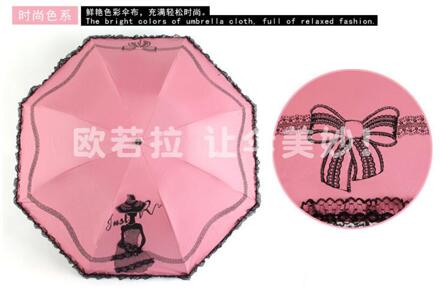 1 stuk 8 K 3D kant dame meisje creatieve drie folding waterdicht winddicht parasol paraplu regen vrouwen guarda chuva roos