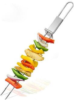 1 Stuk Barbecue Spiesjes Rvs Grill Spiesjes Shish Kebab Creatieve Bbq Camping Platte Vorken Gadgets Keuken Bbq Gereedschap