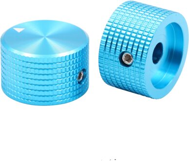 1 Stuk Blauw Massief Aluminium Cilindrische Rasterpatroon Audio Systeem Diy Knoppen, Diameter 25Mm, Hoogte 15.5Mm