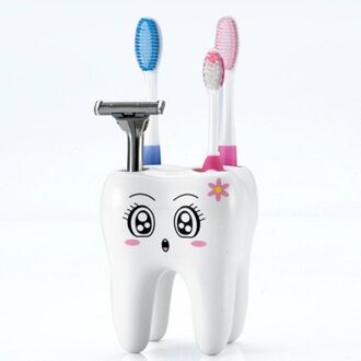 1 Stuk Cartoon Leuke 4 Gat Mode Tand Stijl Tandenborstelhouder Bracket Container Voor Badkamer