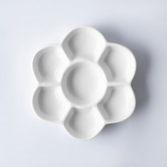 1 Stuk Eenvoudige Keramische Multi-Grid Palet Aquarel Wit Porselein Kleur Palet Kunst Levert medium palette