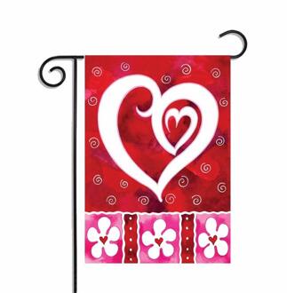 1 Stuk Eigen Decoratieve Hart Trio Liefde Rood Roze Valentijnsdag Tuin Vlag Vurige Hart Patroon Tuin Vlag 3