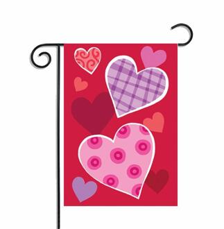 1 Stuk Eigen Decoratieve Hart Trio Liefde Rood Roze Valentijnsdag Tuin Vlag Vurige Hart Patroon Tuin Vlag 4