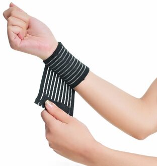 1 Stuk Elastische Sport Bandage Polsband Hand Gym Ondersteuning Pols Brace Wrap Tennis Katoen Weat Band Fitness Powerlifting wit