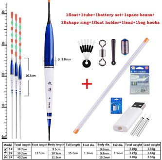 1 Stuk Elektrische Visdobbers + + Ruimte Bonen + Float Houder + Oplaadbare Batterij Set + Vishaken night Lichtgevende Balsa Floats YH-05 1stuk