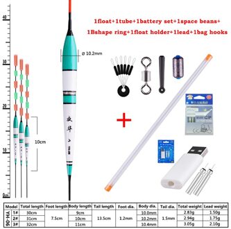 1 Stuk Elektrische Visdobbers + + Ruimte Bonen + Float Houder + Oplaadbare Batterij Set + Vishaken night Lichtgevende Balsa Floats YH-06 1stuk