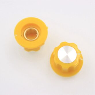 1 Stuk Gitaar Effector Speaker Plastic Knop Volume Instelknop Diameter 20Mm Hoogte 12Mm Messing Gat 6.4Mm geel