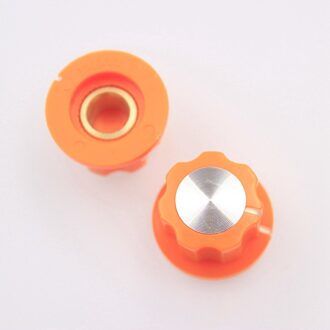 1 Stuk Gitaar Effector Speaker Plastic Knop Volume Instelknop Diameter 20Mm Hoogte 12Mm Messing Gat 6.4Mm Oranje