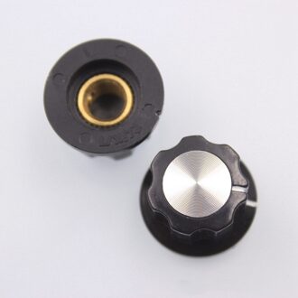 1 Stuk Gitaar Effector Speaker Plastic Knop Volume Instelknop Diameter 20Mm Hoogte 12Mm Messing Gat 6.4Mm zwart