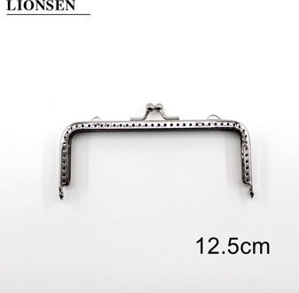 1 Stuk Glanzende Zilveren Vierkante Basic Metal Purse Frame Kus Sluiting Lock Diy Tas Accessoires 6.5/8.5/10.5/12.5/15/18Cm 12.5cm