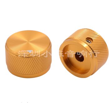 1 Stuk Goud Massief Aluminium Cilindrische Twill Audio Systeem Diy Knoppen, Diameter 25Mm, Hoogte 15.5Mm