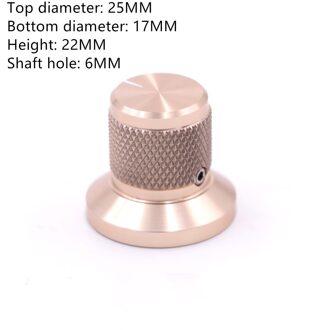 1 Stuk Gouden Massief Aluminium Cilindrische Rasterpatroon Audio Systeem Diy Knoppen, Diameter 25Mm, Hoogte 22Mm
