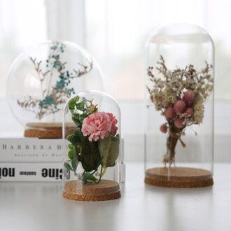 1 Stuk Grote Glass Dome Cover Cloche Display Met Zwarte Houten Base Hoogte