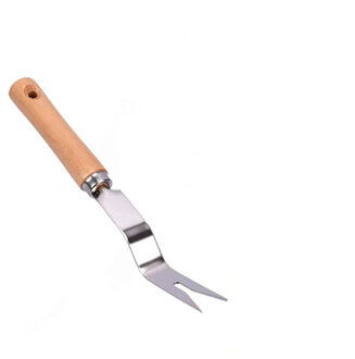 1 Stuk Handleiding Wieder Vork Roestvrij Staal Houten Handvat Tuinieren Wieden Tool Tuin Transplanteren Graven Gereedschappen GT111 krom section