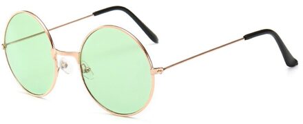 1 Stuk Jong Retro Vintage Zonnebril Ronde Metalen Zonnebril Mannen Vrouwen Mode Bril Driver Bril cyaan