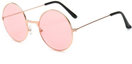 1 Stuk Jong Retro Vintage Zonnebril Ronde Metalen Zonnebril Mannen Vrouwen Mode Bril Driver Bril roze