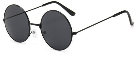 1 Stuk Jong Retro Vintage Zonnebril Ronde Metalen Zonnebril Mannen Vrouwen Mode Bril Driver Bril zwart kader