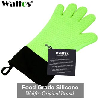 1 Stuk Lange Siliconen Keuken Handschoenen-Bbq Grill Handschoenen Hittebestendige Koken Handschoenen Voor Grillen Magnetron Ovenwanten Handschoenen groen