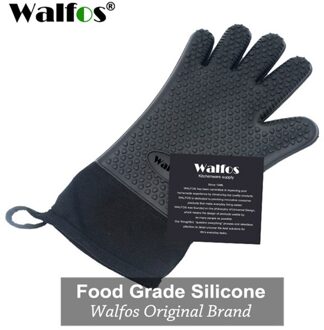 1 Stuk Lange Siliconen Keuken Handschoenen-Bbq Grill Handschoenen Hittebestendige Koken Handschoenen Voor Grillen Magnetron Ovenwanten Handschoenen zwart