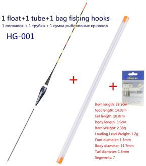 1 Stuk Led Lichtgevende Vissen Float + Haken Verse Water Boei Grote Drijfvermogen Bobber Visserijvlotter Tools Tackle Zonder batterij HG-001 1stuk