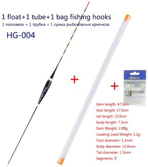 1 Stuk Led Lichtgevende Vissen Float + Haken Verse Water Boei Grote Drijfvermogen Bobber Visserijvlotter Tools Tackle Zonder batterij HG-004 1stuk