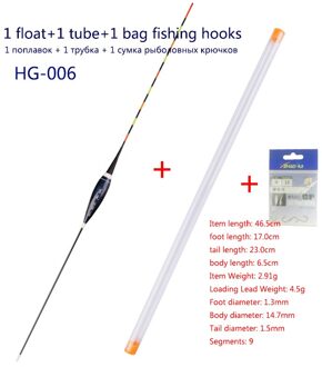 1 Stuk Led Lichtgevende Vissen Float + Haken Verse Water Boei Grote Drijfvermogen Bobber Visserijvlotter Tools Tackle Zonder batterij HG-006 1stuk