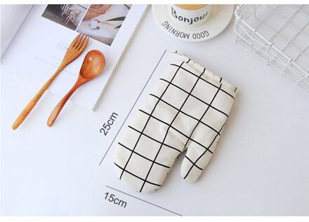 1 Stuk Leuke Antislip Geel Grijs Katoen Mode Nordic Keuken Koken Magnetron Handschoenen Bakken Bbq Pannenlappen Ovenwanten Beige