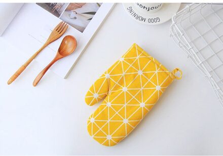 1 Stuk Leuke Antislip Geel Grijs Katoen Mode Nordic Keuken Koken Magnetron Handschoenen Bakken Bbq Pannenlappen Ovenwanten