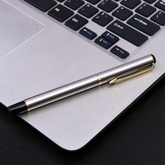 1 Stuk Metaal Zilver Rollerball Pen Fijne Punt 0.5Mm Zwarte Inkt Journaling Pennen Voor Schrijven Handtekening School Kantoor levert