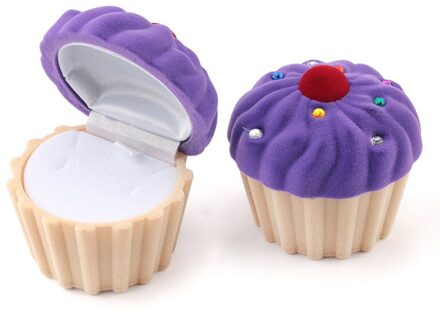 1 Stuk Mooie Taart Geschenkdoos Houder Sieraden Doos Case Fluwelen Wedding Ring Box Voor Oorbellen Ketting Display & Verpakking 2 Kleuren paars