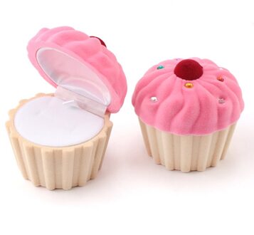 1 Stuk Mooie Taart Geschenkdoos Houder Sieraden Doos Case Fluwelen Wedding Ring Box Voor Oorbellen Ketting Display & Verpakking 2 Kleuren roze