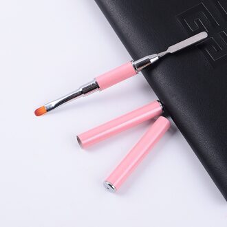 1 Stuk Nail Art Gel Pen Dual-Gebruik Geschilderd Fototherapie Pen Extension Gel Pen Tweekoppige Nail Pen embossing Stick Nail Borstel roze.