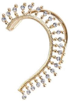 1 Stuk Rock Punk Clear Rhinestone Decor Oor Manchet Omsluiten Oorbellen Voor Linkeroor