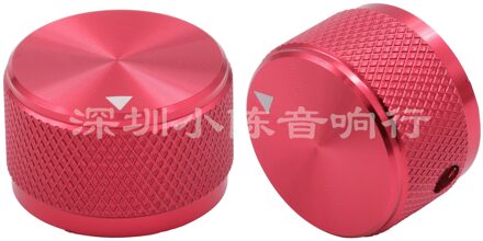 1 Stuk Rood Massief Aluminium Cilindrische Grid Type Audio Systeem Diy Knoppen, Diameter 25Mm, Hoogte 15.5Mm