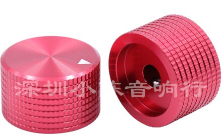 1 Stuk Rood Massief Aluminium Cilindrische Rasterpatroon Audio Systeem Diy Knoppen, Diameter 25Mm, Hoogte 15.5Mm