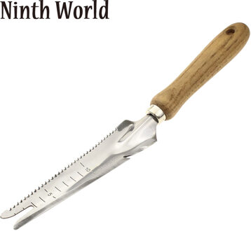1 Stuk Rvs Tuinieren Schop Spade Handleiding Wieder Met Zaagtand Blikopener Houten Handvat Graven Bodem Mes Tuin Gereedschap