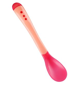 1 Stuk Temperatuur Sensing Lepel Vork Voor Kinderen Jongens Meisjes Siliconen Lepel Voeden Baby Lepels Peuter Bestek roze lepel