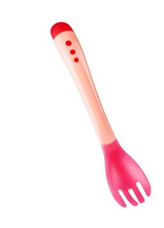 1 Stuk Temperatuur Sensing Lepel Vork Voor Kinderen Jongens Meisjes Siliconen Lepel Voeden Baby Lepels Peuter Bestek roze vork