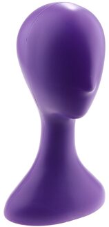 1 stuk Vrouwelijke Abstracte Egghead Mannequin Hoofd Mannequin Model Hoofd met Lange Hals Pruik Haar Hoed Cap Display Stand paars