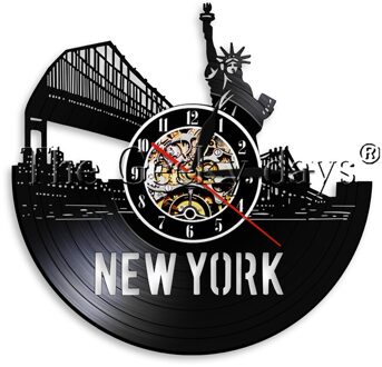 1 stuk York Vrijheidsbeeld Vinyl Record Wandklok Home Decor Art Sfeer Cityscape Wandklok Handgemaakte nee LED