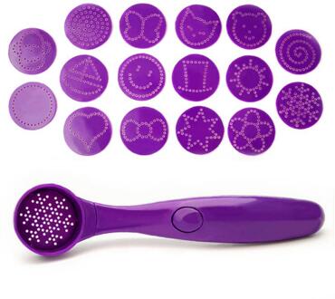 1 Stuks 16 Patronen Magic Spice Lepel Elektrische Koffie Stencils Koffie Decor Draagbare Koffie Cake Voedsel Piping Lepels Snelle Levering wit