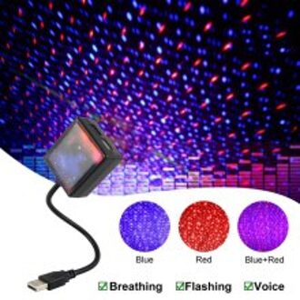 1 Stuks Auto Ster Lamp 5 V Decor Interieur Led Licht Onderdelen Projector Rood Blauw