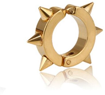1 Stuks Black Punk Vrouwen Mannen Oorbellen Oorstekers Spike Klinknagel Hoop Huggie Zwart Rvs Oorbel Sieraden Accessoires goud