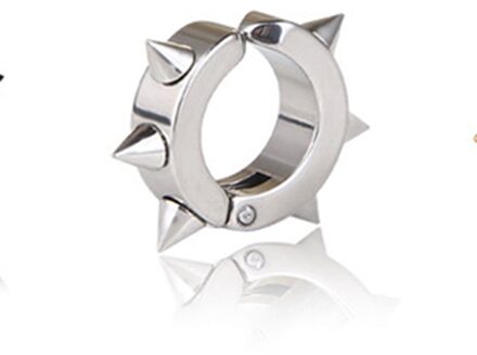 1 Stuks Black Punk Vrouwen Mannen Oorbellen Oorstekers Spike Klinknagel Hoop Huggie Zwart Rvs Oorbel Sieraden Accessoires zilver