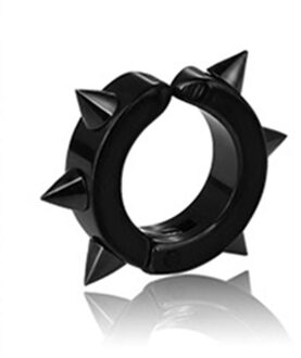 1 Stuks Black Punk Vrouwen Mannen Oorbellen Oorstekers Spike Klinknagel Hoop Huggie Zwart Rvs Oorbel Sieraden Accessoires zwart oor Clamp