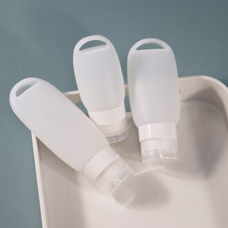 1 Stuks Draagbare Siliconen Hervulbare Fles Lege Reizen Verpakking Druk Voor Lotion Shampoo Cosmetische Squeeze Containers transparant 90ml