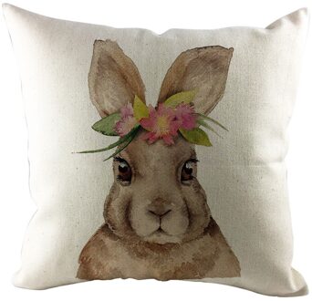 1 Stuks Easter Bunny Print Kussensloop Woonkamer Sofa Decoratie Kussen Wasbare Bibliotheek Cafe Vierkante Kussensloop G