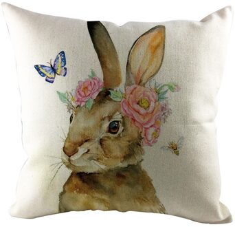 1 Stuks Easter Bunny Print Kussensloop Woonkamer Sofa Decoratie Kussen Wasbare Bibliotheek Cafe Vierkante Kussensloop