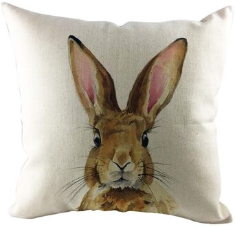 1 Stuks Easter Bunny Print Kussensloop Woonkamer Sofa Decoratie Kussen Wasbare Bibliotheek Cafe Vierkante Kussensloop