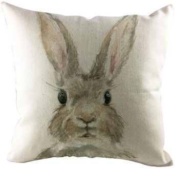1 Stuks Easter Bunny Print Kussensloop Woonkamer Sofa Decoratie Kussen Wasbare Bibliotheek Cafe Vierkante Kussensloop